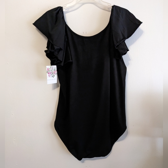 Eden & Ivy black plus size bodysuit ruffle sleeves. Nwt - Picture 7 of 15
